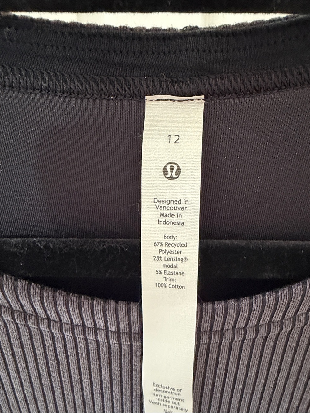 Lululemon size 12 Women’s Ribbed Tank Dress - Charcoal Gray - Picture 4 of 6